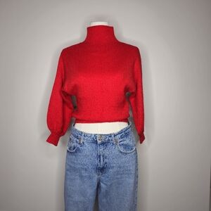 Bishop Sleeves High Neck Sweater